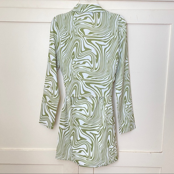 NWT Princess Polly Alexi Tie Up Shirt Dress In Green 2 - Picture 5 of 6